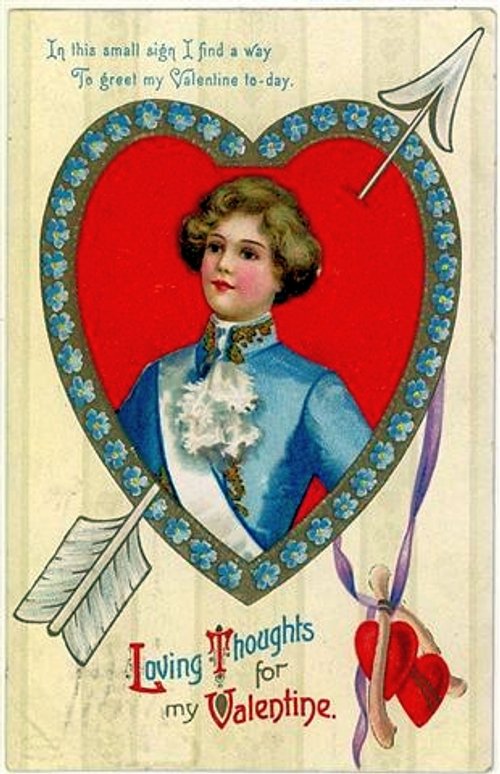 Victorian Valentine's Day Greeting Card with Heart Frame