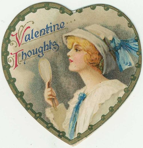 Vintage Valentine's Day Greeting Card Heart-Shaped Die-Cut Edwardian