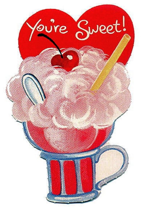 Vintage 'You're Sweet!' Ice Cream Cup Valentine Card