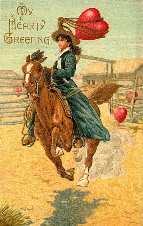 Victorian Cowgirl Hearty Greeting Card - Romantic Western Horse