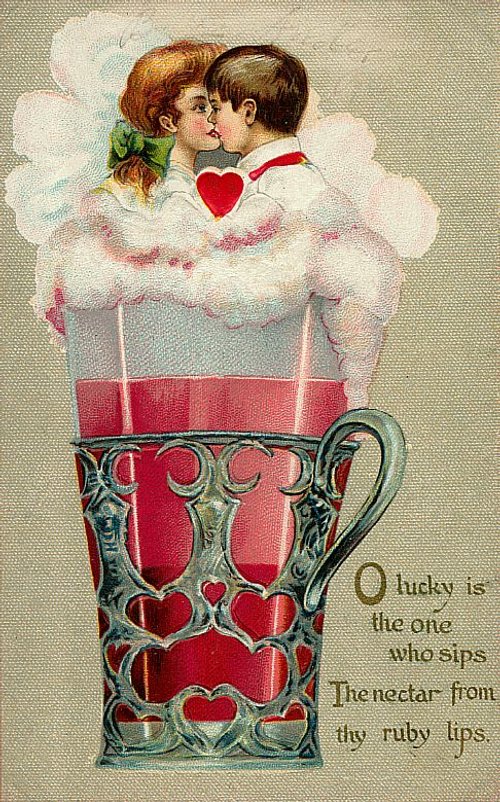 Victorian Love Valentine: Couple in Ornate Heart Cup