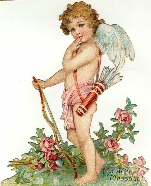 Victorian Cupid's Message Greeting Card - Cherub Angel Die-Cut