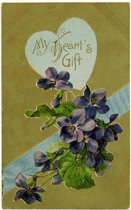 Victorian Violet "My Heart's Gift" Vintage Greeting Card