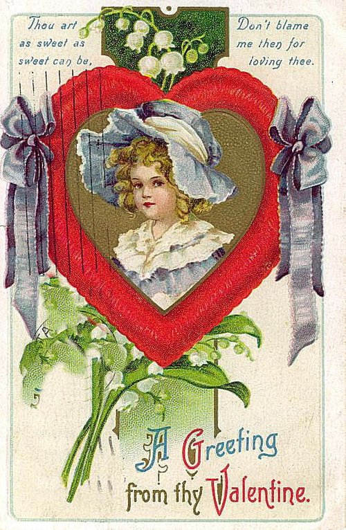 Victorian Valentine's Day Greeting Card with Heart Portrait