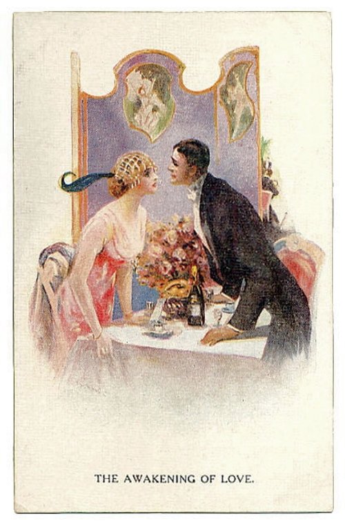 Edwardian Love Greeting Card - The Awakening of Love