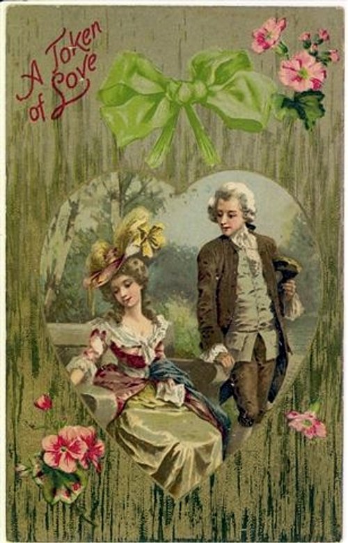 Victorian 'Token of Love' Greeting Card - Couple in Period Dress