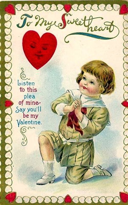 Victorian Valentine Cherub Child Vintage Greeting Card