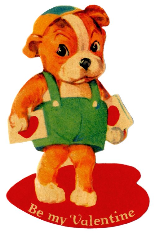 Vintage Valentine's Day Greeting Card Puppy Dog Die-Cut 1920s-1930s