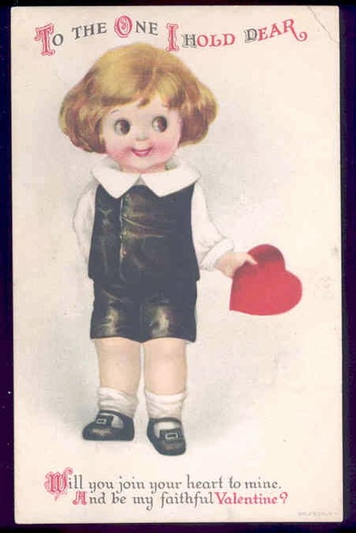 Vintage Valentine Greeting Card with Sweet Child, Early 1900s