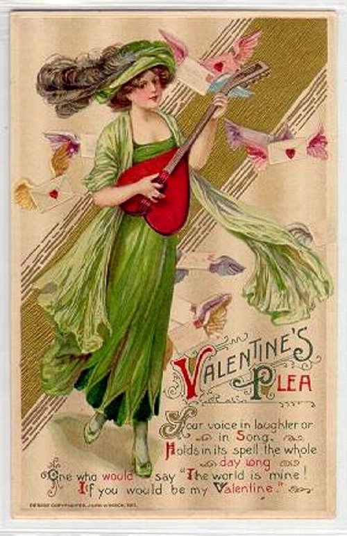 Art Nouveau Valentine's Day Greeting Card with Woman