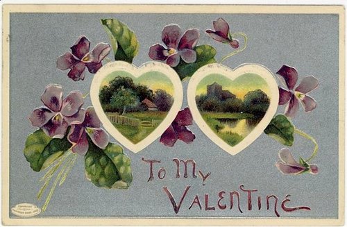 Victorian Valentine's Day Greeting Card with Heart Windows