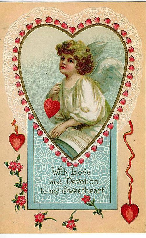 Victorian Valentine Angel with Strawberry Heart Die-Cut