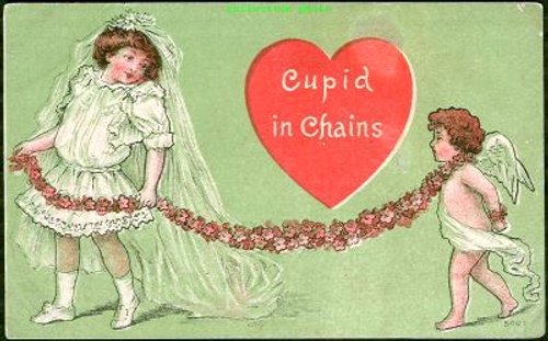 Victorian Cupid in Chains Valentine's Day Greeting Card