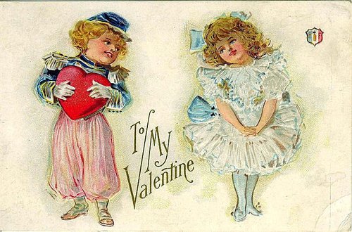 Victorian Valentine Greeting Card with Cherub Children