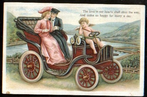 Edwardian Auto Romance: Vintage Motorcar Greeting Card