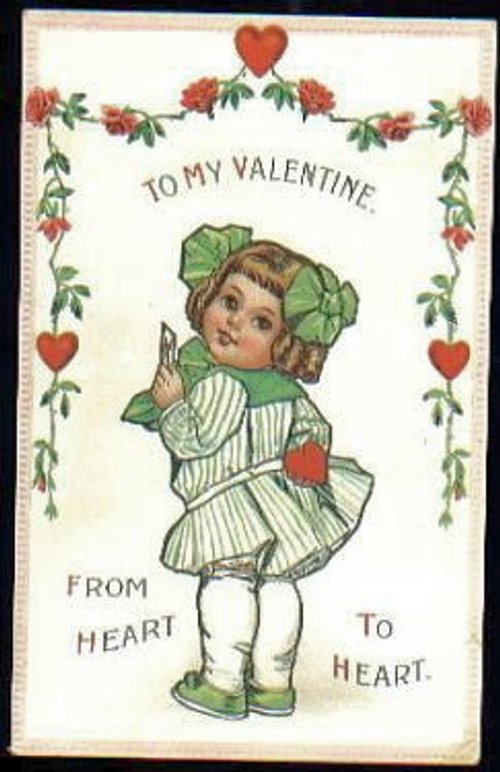 Vintage Valentine's Day Greeting Card Child Victorian Era