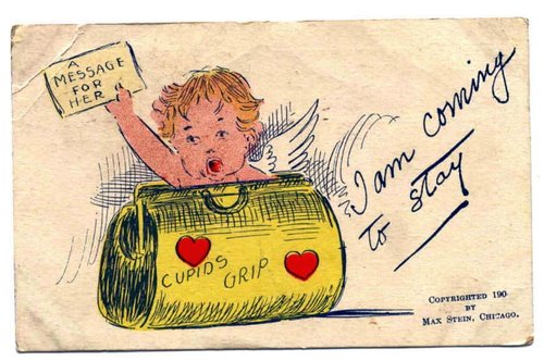 Cupid's Grip Valentine Card 1900s – Cherub Love Message Greeting