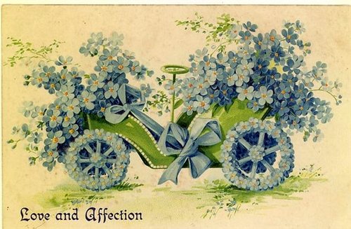 Victorian Blue Flowers Love Affection Greeting Card