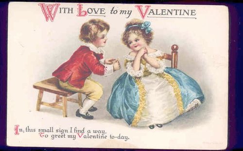 Victorian Valentine's Day Greeting Card - Children in Love