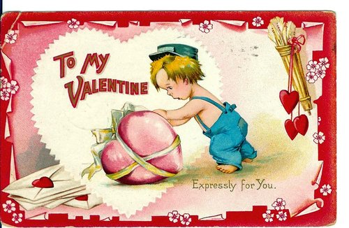 Vintage Valentine's Day Cherub Card - Early 1900s Embossed Greeting