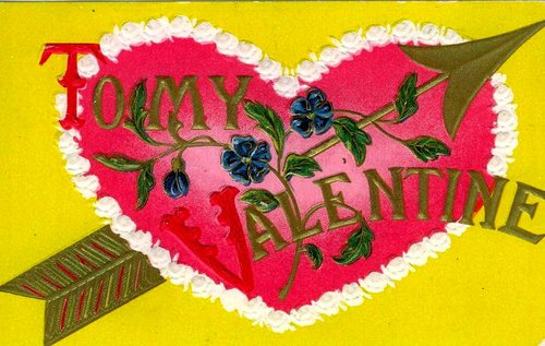 Vintage To My Valentine Heart Greeting Card with Blue Flowers