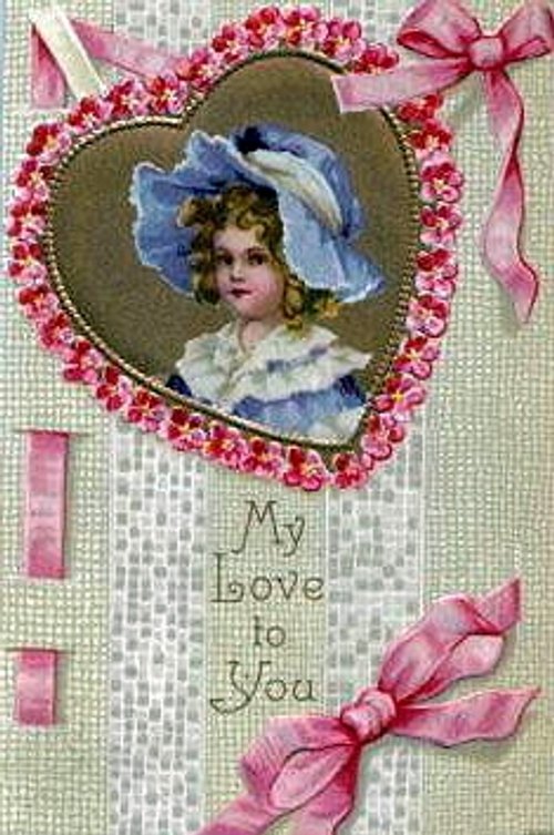 Victorian "My Love to You" Heart Die-Cut Greeting Card