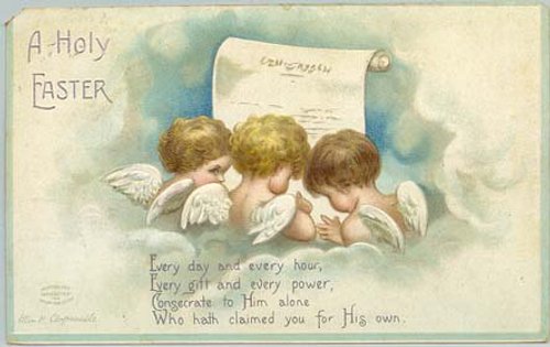 Holy Easter Angels Vintage Greeting Card - Victorian Religious Art