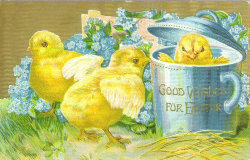 Vintage Easter Chicks & Forget-Me-Nots Greeting Card