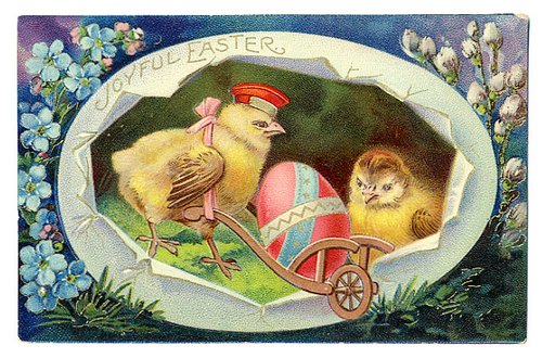 Vintage Victorian Easter Greeting Card with Chicks & Eggs