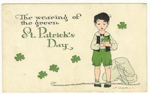 Vintage St. Patrick's Day Greeting Card - Irish Boy Green