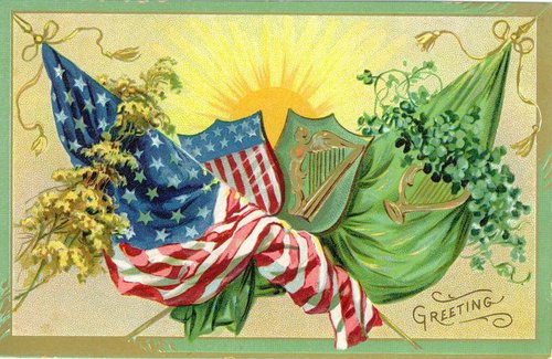 Vintage Irish American Patriotic Greeting Card, Victorian Era