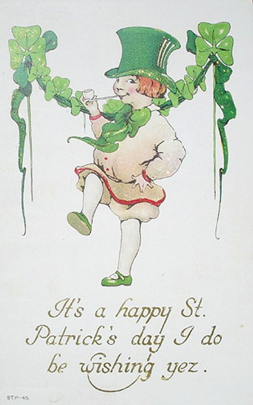 Vintage St. Patrick's Day Greeting Card with Dancing Leprechaun