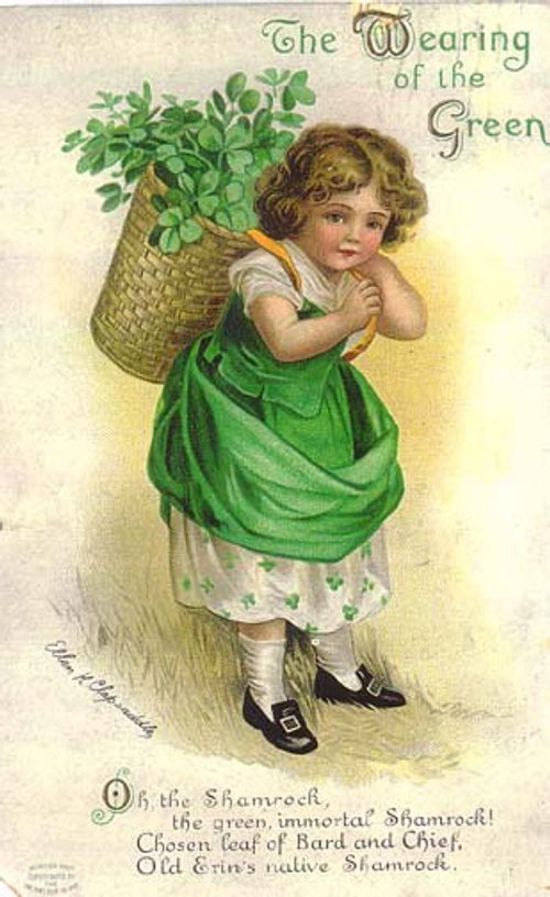 Victorian St. Patrick's Day Greeting Card - Girl in Green