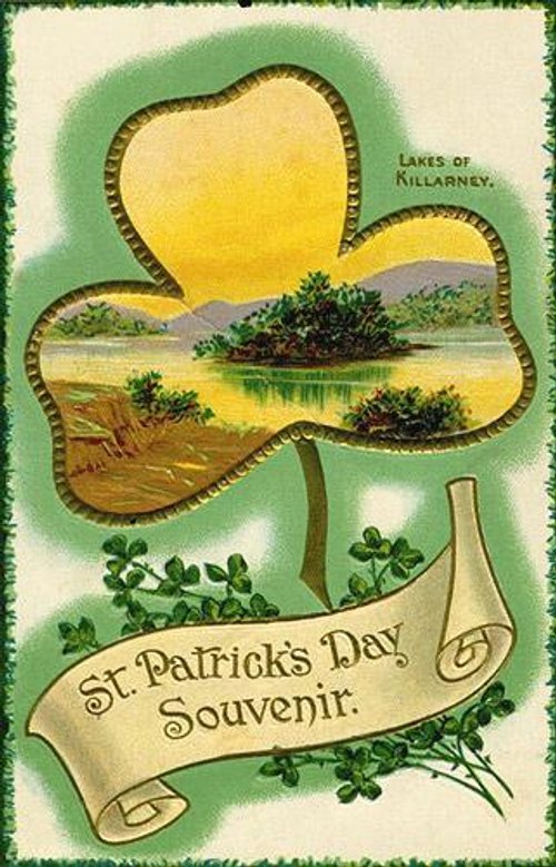 Victorian St. Patrick's Day Souvenir Card with Lucky Shamrock