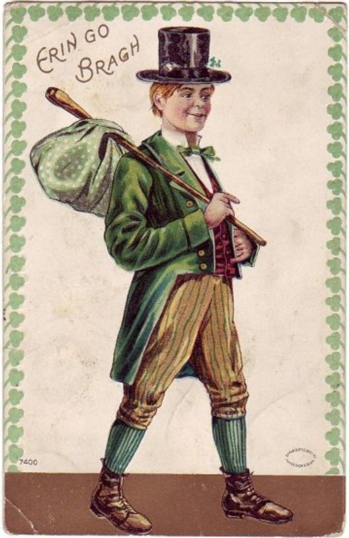 Erin Go Bragh St. Patrick's Day Leprechaun Vintage Greeting Card