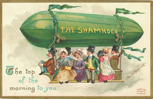 Edwardian Shamrock Airship St. Patrick's Day Greeting Card