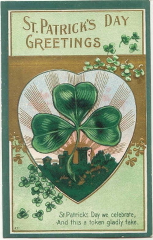 Vintage St. Patrick's Day Greeting Card with Shamrock Heart Design