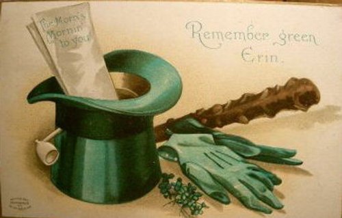 Vintage St. Patrick's Day Greeting Card with Green Leprechaun Hat
