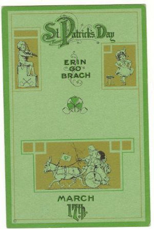 Vintage St. Patrick's Day Greeting Card, Early 1900s Irish Children