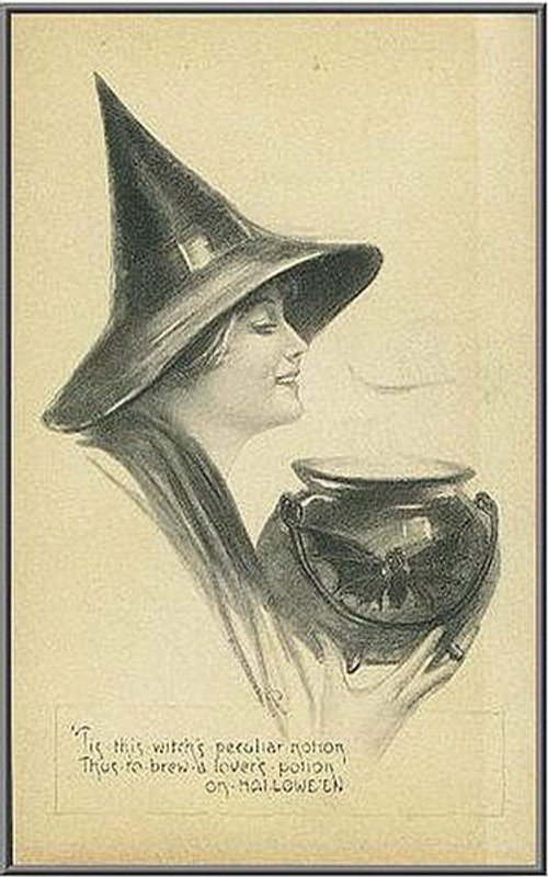 Vintage Witch Halloween Greeting Card Early 1900s