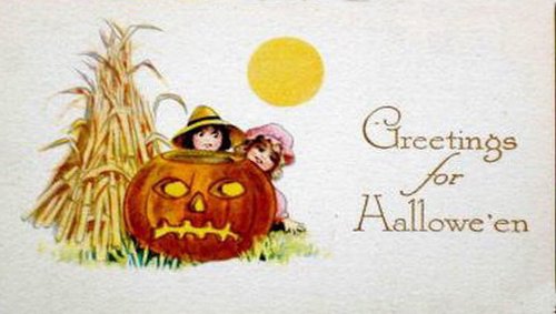 Vintage Halloween Greeting Card Jack-o'-Lantern Children