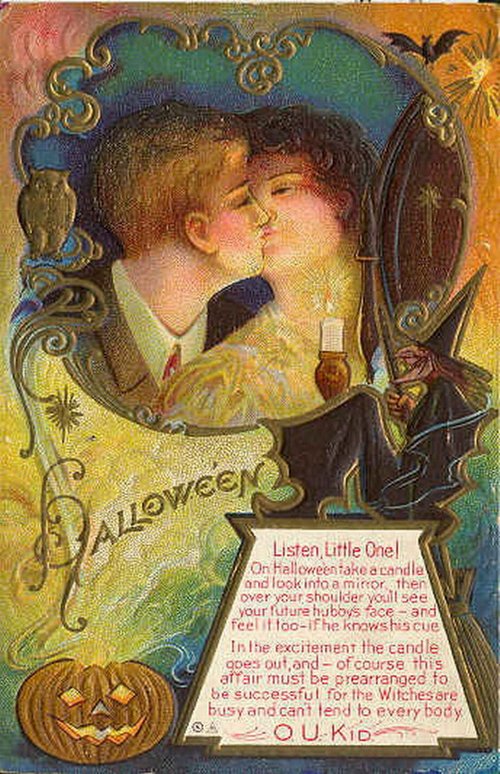 Victorian Halloween Divination Card | Mirror Fortune Telling Greeting