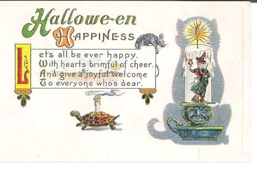Victorian Halloween Happiness Greeting Card with Turtle