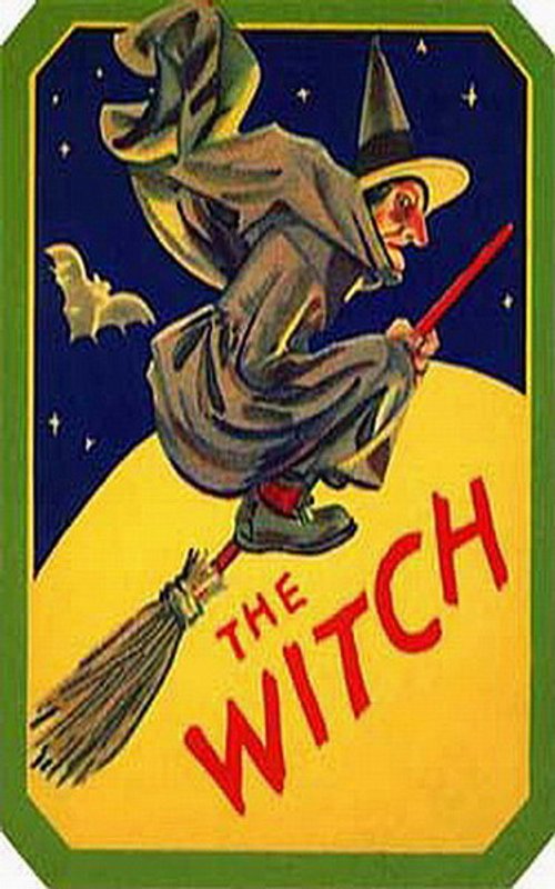 Vintage Halloween Witch Greeting Card 1920s-1930s Art Deco