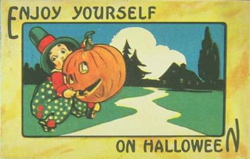 Vintage Halloween Greeting Card Jack-O-Lantern Art Deco 1920s