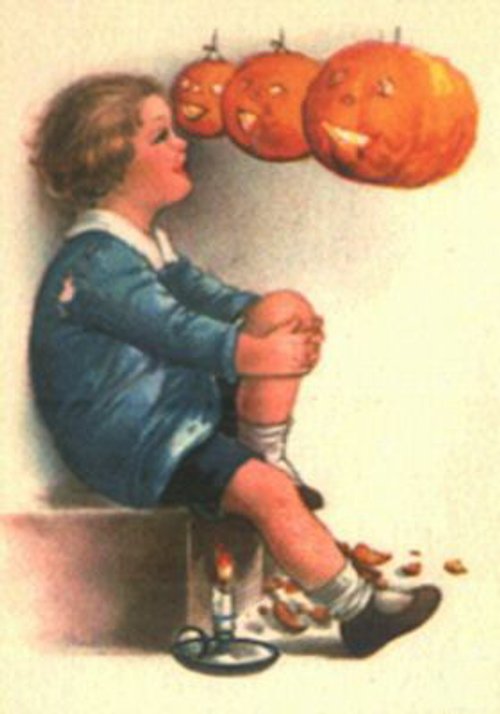 Vintage Halloween Jack-O'-Lantern Pumpkin Greeting Card
