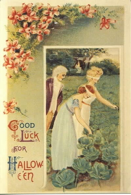 Edwardian Halloween Greeting Card Women Garden Wishes