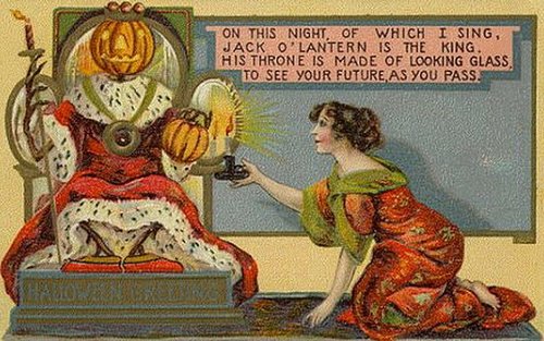 Jack O'Lantern Fortune Teller Victorian Halloween Greeting Card