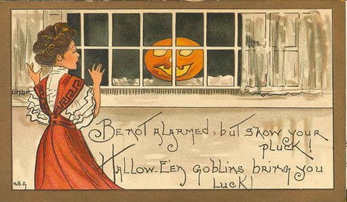 Vintage Halloween Greeting Card with Jack-o-Lantern Window