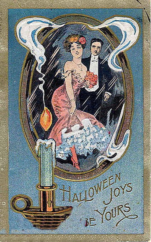 Victorian Halloween Joys Candlelit Greeting Card